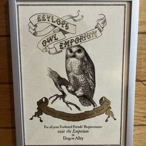 Framed MinaLima Harry Potter Eelyops Owl Emporium Picture 7.5”x5.5”